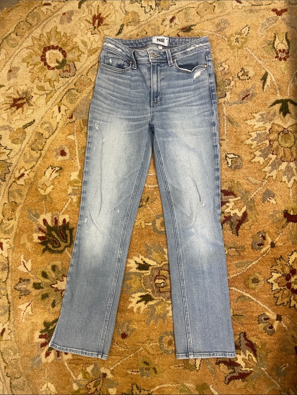 PAIGE Light Wash Straight Leg Jeans